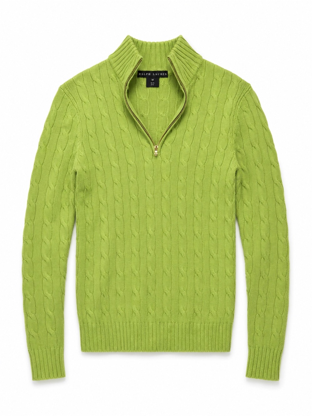EUC US Small Ralph Lauren Black Label 100% Cashmere Cable Knit Quarter Zip